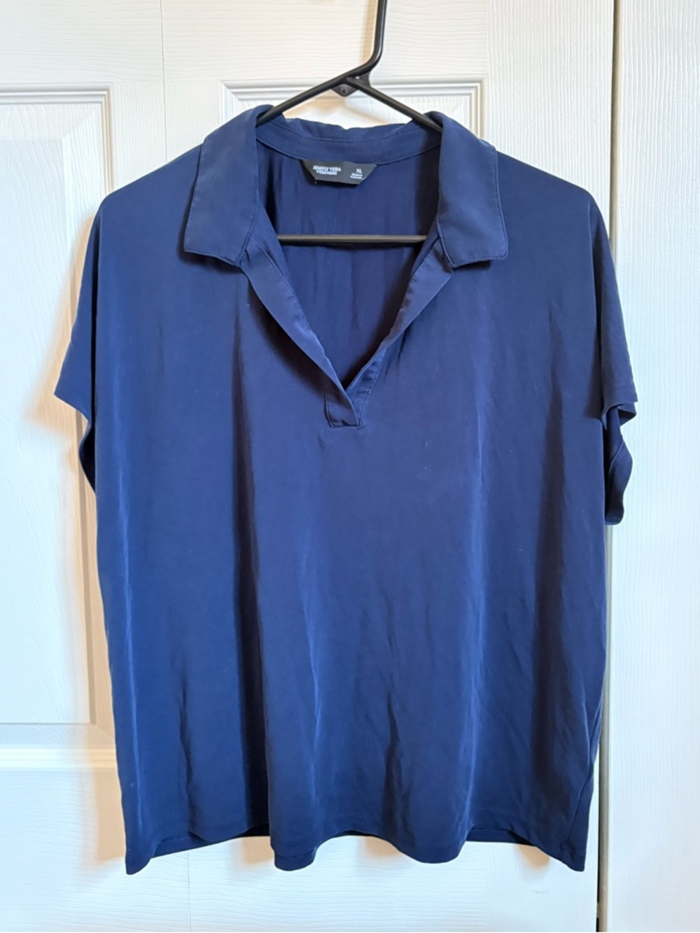 Simply Vera Vera Wang Navy Short Sleeve Flowy Polo Top size XL